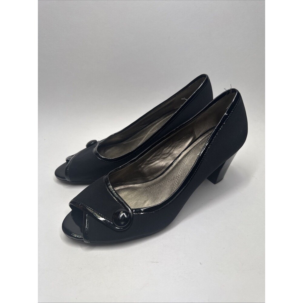 Naturalizer Women’s Lightner Peep Toe Pumps Black Sz 9.5 M Block Heel